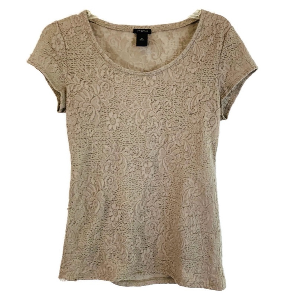 Ann Taylor Factory Taupe Lace Top